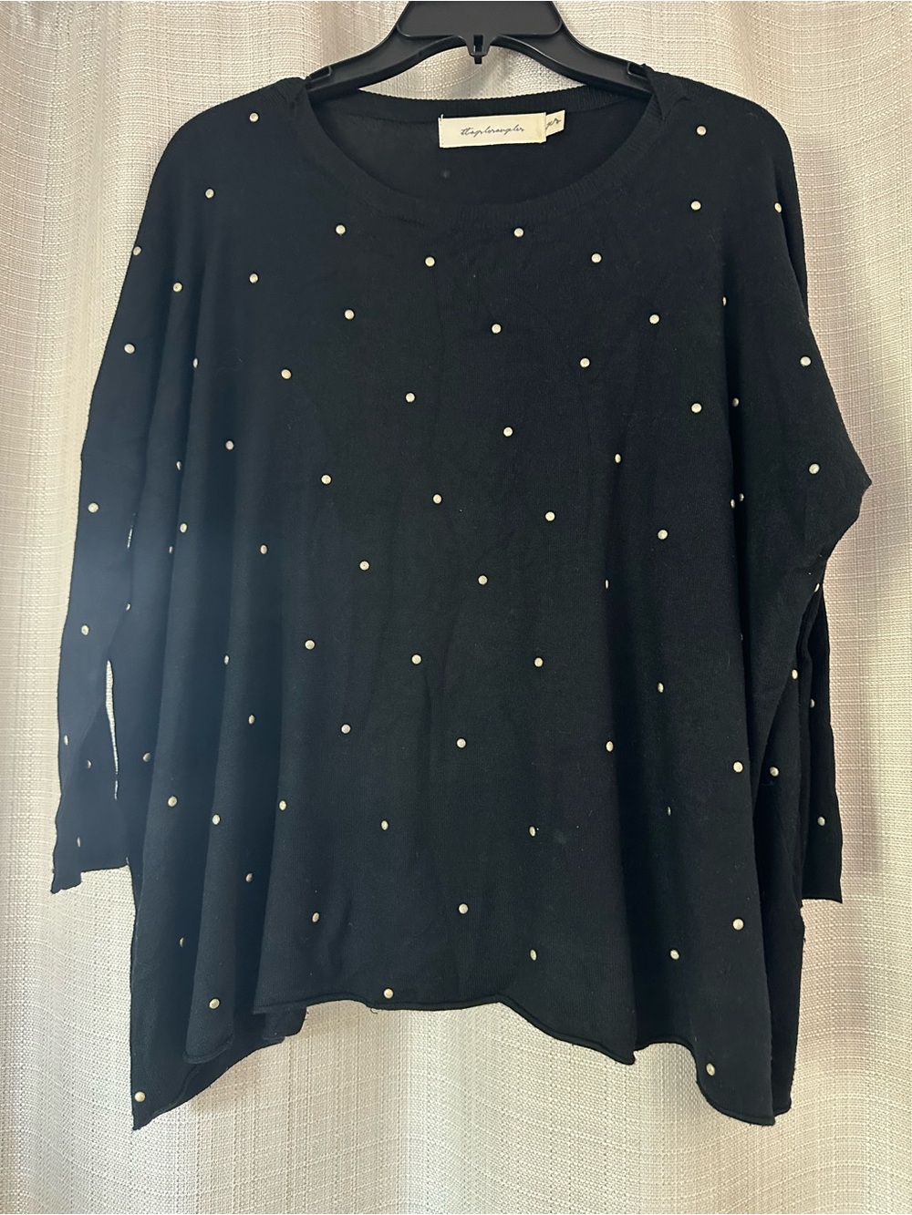 T-Bag Los Angeles Relaxed Black Knit Gold color metal Studs Box Sweater oversize